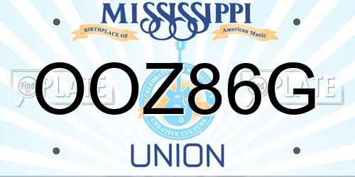 OOZ86G Mississippi License Plate