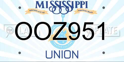 OOZ951 Mississippi License Plate