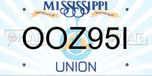 OOZ95I Mississippi License Plate