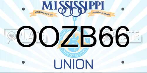 OOZB66 Mississippi License Plate