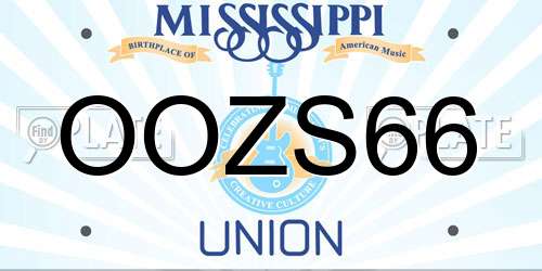 OOZS66 Mississippi License Plate