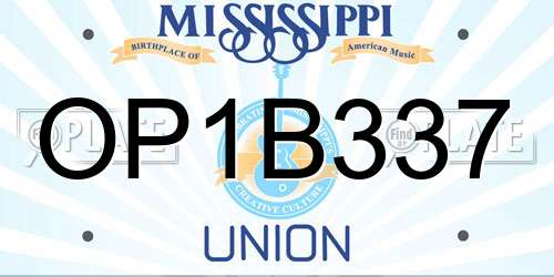 OP1B337 Mississippi License Plate