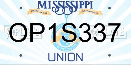 OP1S337 Mississippi License Plate