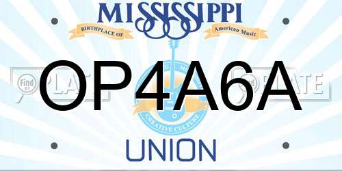 OP4A6A Mississippi License Plate