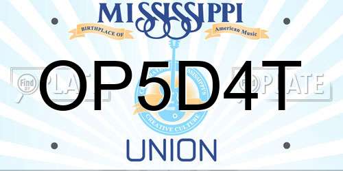 OP5D4T Mississippi License Plate