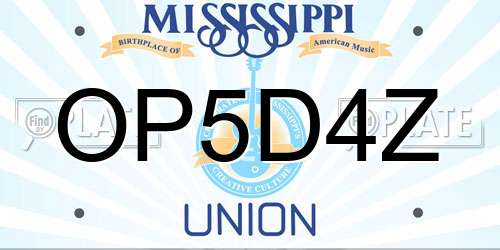 OP5D4Z Mississippi License Plate