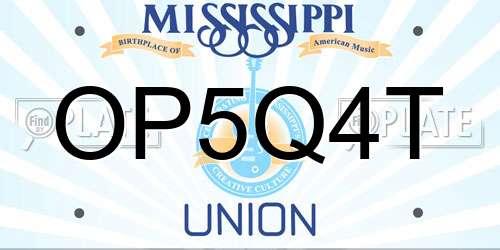 OP5Q4T Mississippi License Plate
