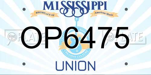OP6475 Mississippi License Plate