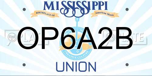 OP6A2B Mississippi License Plate