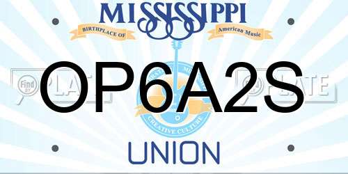 OP6A2S Mississippi License Plate