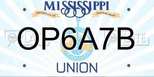 OP6A7B Mississippi License Plate