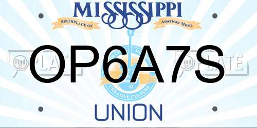 OP6A7S Mississippi License Plate