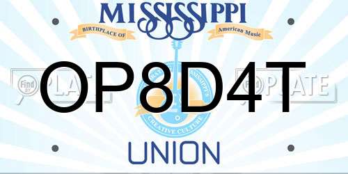 OP8D4T Mississippi License Plate