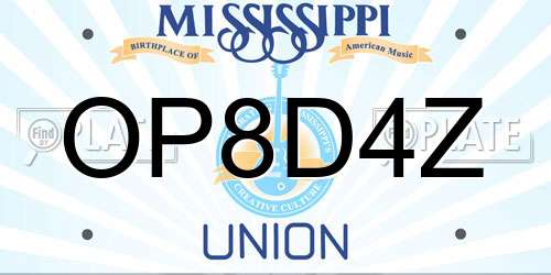 OP8D4Z Mississippi License Plate