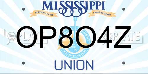 OP8O4Z Mississippi License Plate