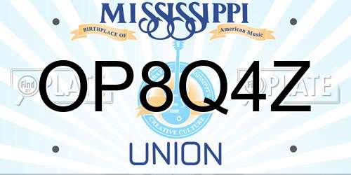 OP8Q4Z Mississippi License Plate