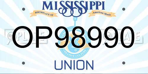 OP98990 Mississippi License Plate