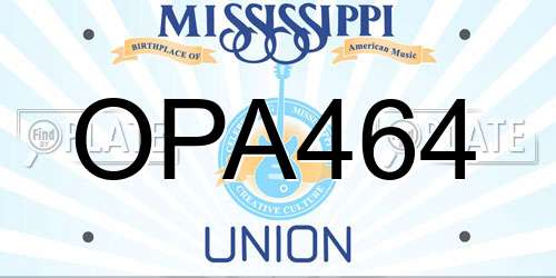 OPA464 Mississippi License Plate