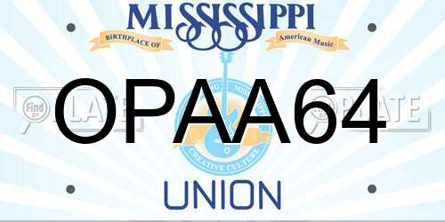 OPAA64 Mississippi License Plate