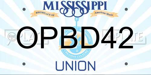 OPBD42 Mississippi License Plate