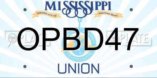 OPBD47 Mississippi License Plate