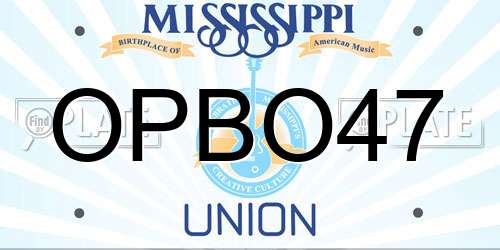 OPBO47 Mississippi License Plate