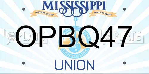 OPBQ47 Mississippi License Plate