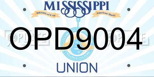 OPD9004 Mississippi License Plate