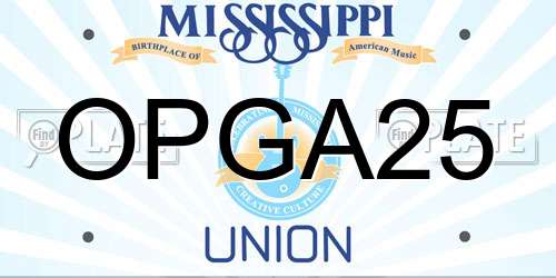 OPGA25 Mississippi License Plate