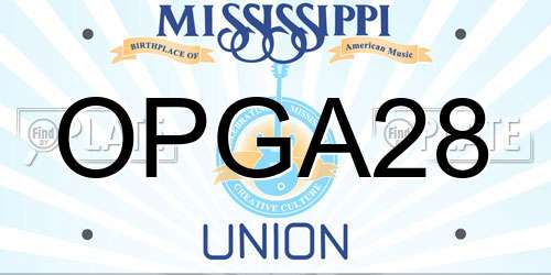 OPGA28 Mississippi License Plate