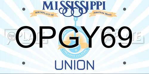OPGY69 Mississippi License Plate