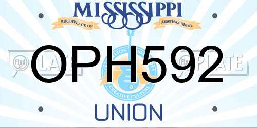 OPH592 Mississippi License Plate