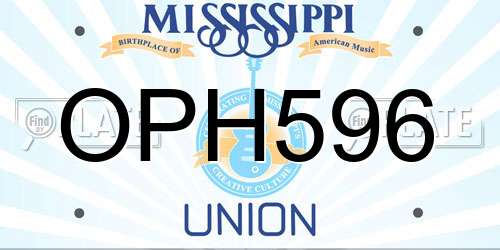 OPH596 Mississippi License Plate