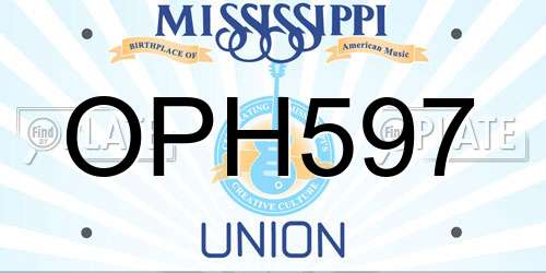 OPH597 Mississippi License Plate