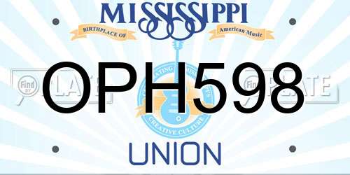OPH598 Mississippi License Plate