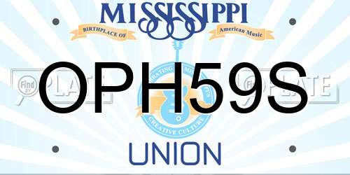 OPH59S Mississippi License Plate