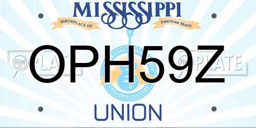 OPH59Z Mississippi License Plate