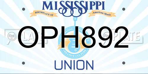 OPH892 Mississippi License Plate