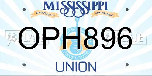 OPH896 Mississippi License Plate