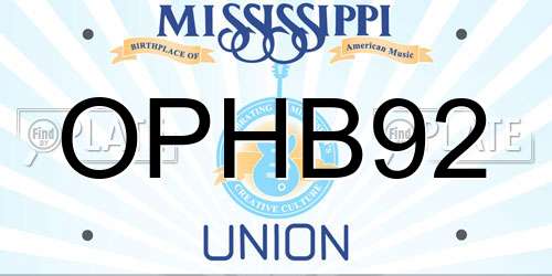 OPHB92 Mississippi License Plate