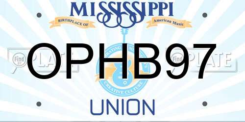 OPHB97 Mississippi License Plate