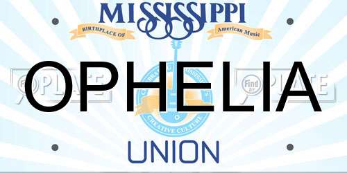 OPHELIA Mississippi License Plate