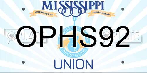 OPHS92 Mississippi License Plate