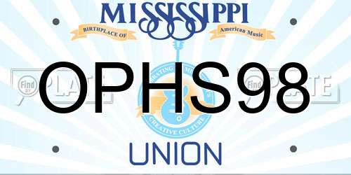 OPHS98 Mississippi License Plate