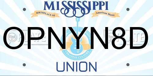 OPNYN8D Mississippi License Plate