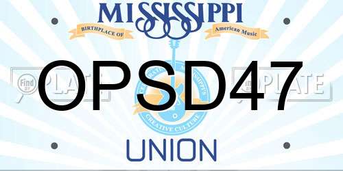 OPSD47 Mississippi License Plate
