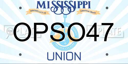 OPSO47 Mississippi License Plate