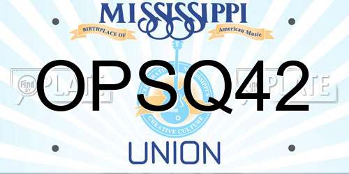 OPSQ42 Mississippi License Plate