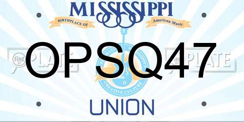 OPSQ47 Mississippi License Plate