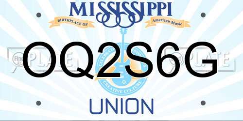 OQ2S6G Mississippi License Plate